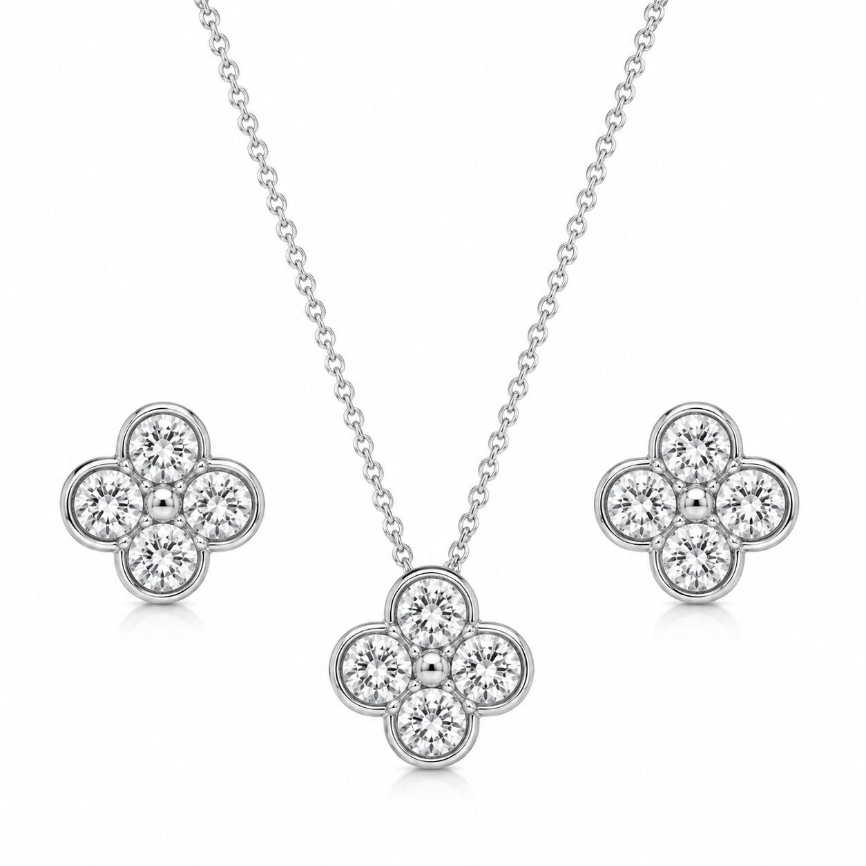 Clover Moissanite Diamond Jewelry Set