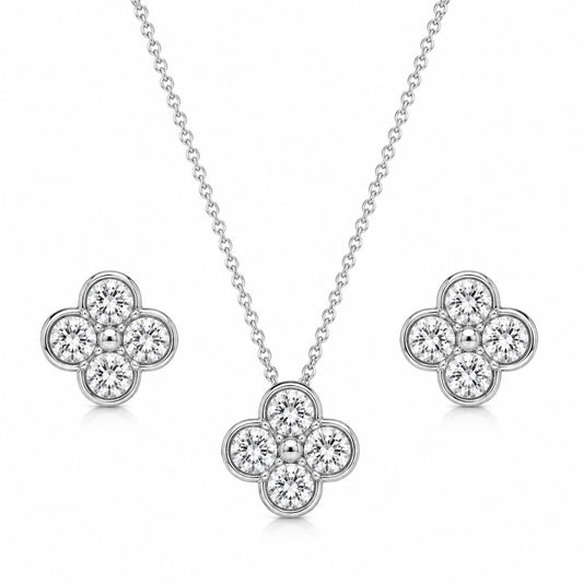 Clover Moissanite Diamond Jewelry Set