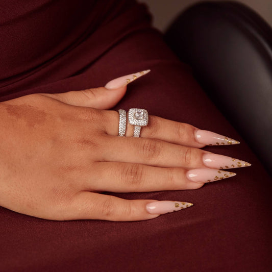 Zircon Halo Ring Set