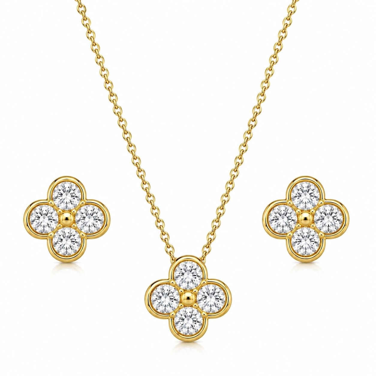Clover Moissanite Diamond Jewelry Set