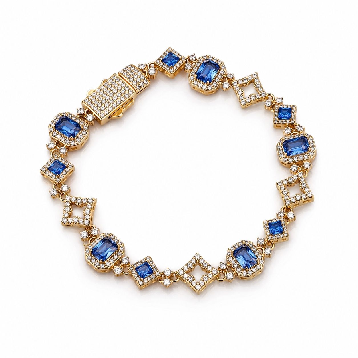 Luxury Sapphire Geometric Link Bracelet