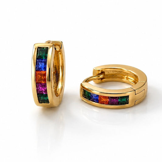 Rainbow huggie hoop earring