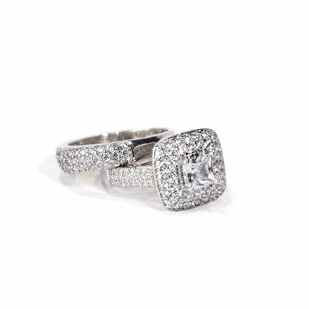 Zircon Halo Ring Set
