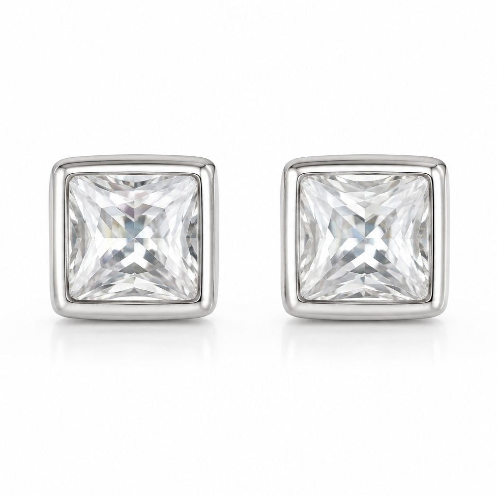 Princess-Cut Zircon  Stud Earrings