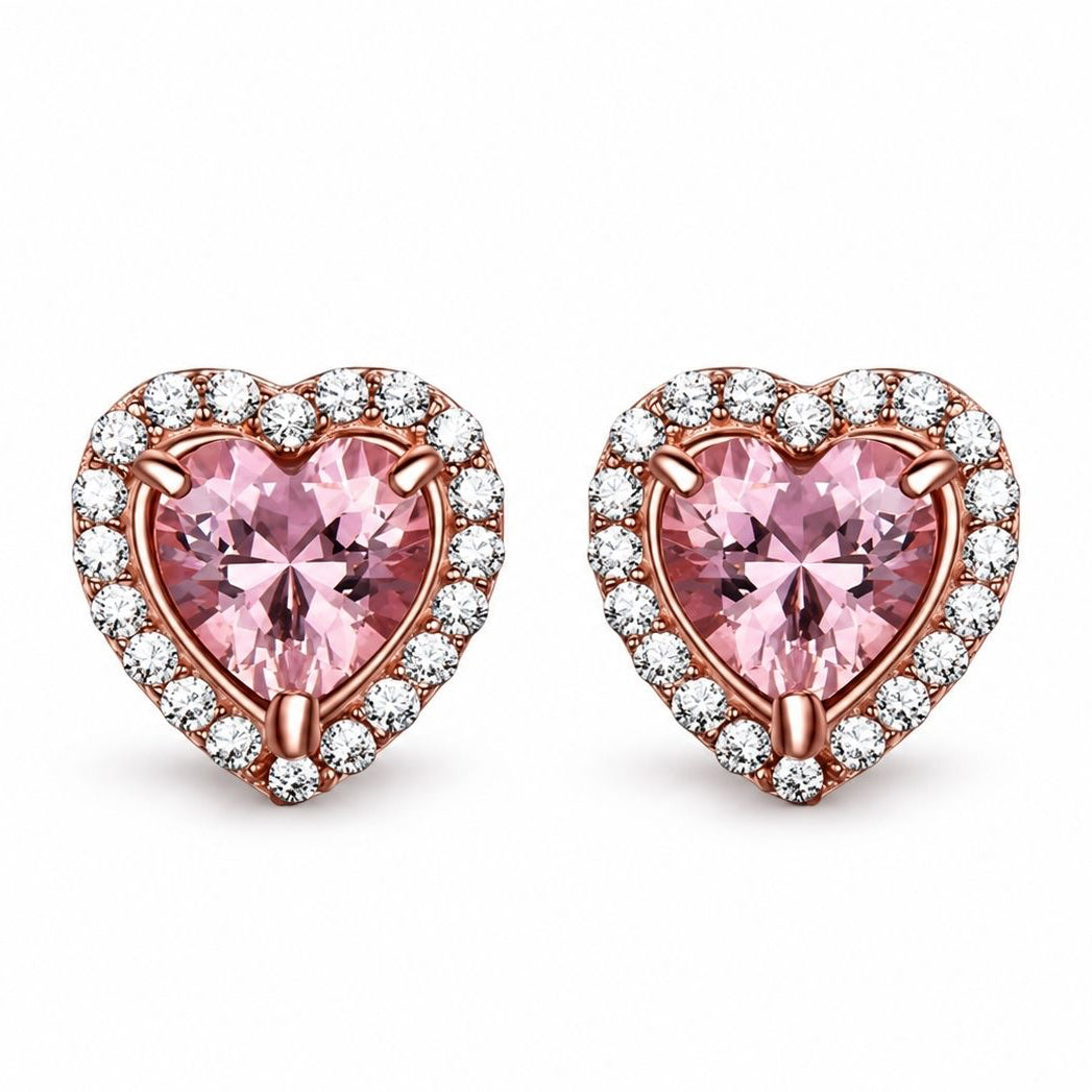 Pink Heart Morganite Stud Earrings