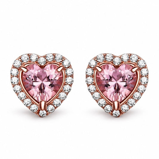 Pink Heart Morganite Stud Earrings