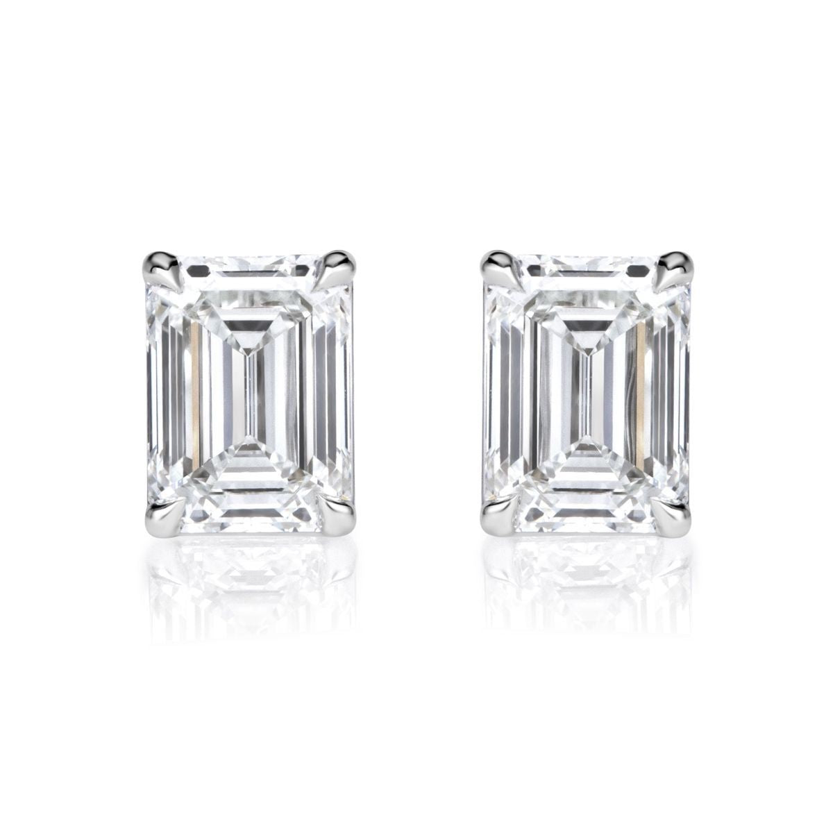 Emerald Cut Moissanite Diamond Stud Earrings