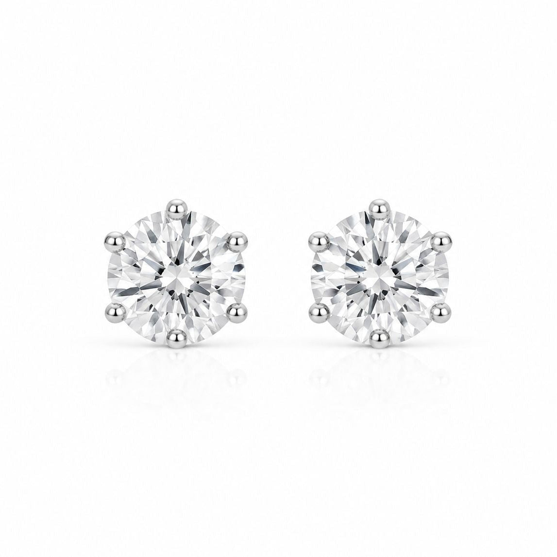 Round Cut Moissanite Diamond Stud Earrings