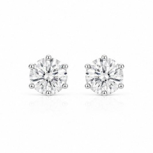 Round Cut Moissanite Diamond Stud Earrings